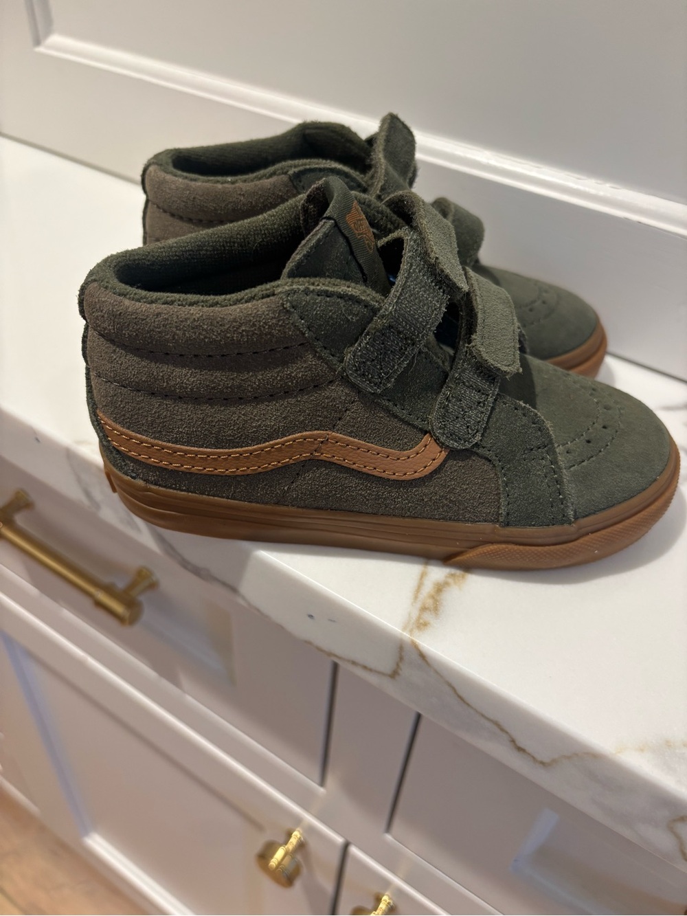 Toddler Vans - Olive Green Suede High-Top Sneakers Size 9